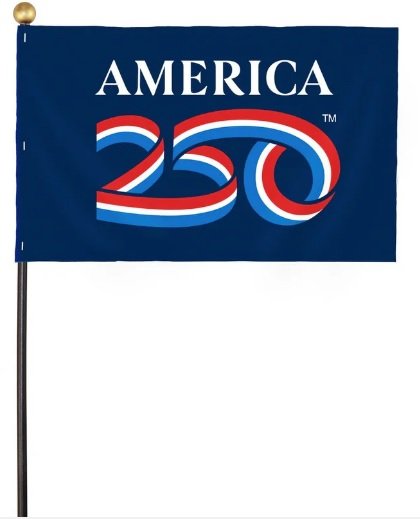Handheld 4 x 6 in America 250 Flag on black stick