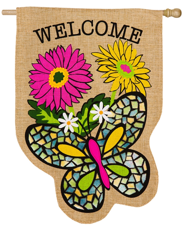 Butterfly House Burlap Banner